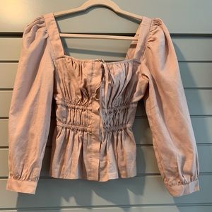 JCrew Cinched-waist top in herringbone cotton Sz 00